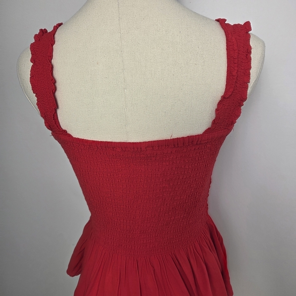 Elodie Red Smocked Peplum Tank Top - Picture 6 of 12